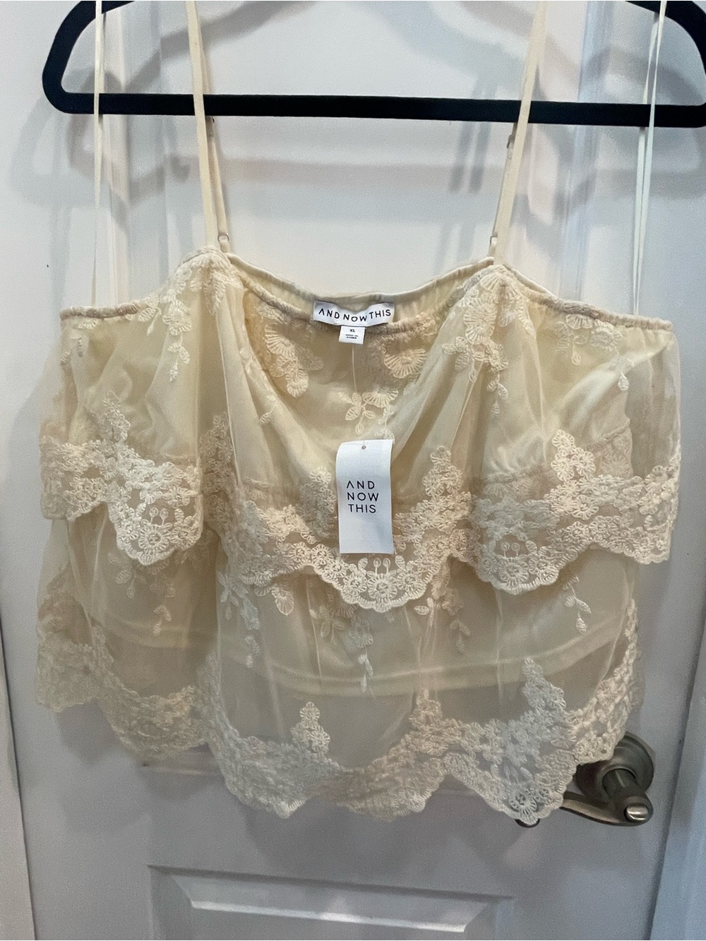 AND NOW THIS Cream Lace Sheer Camisole